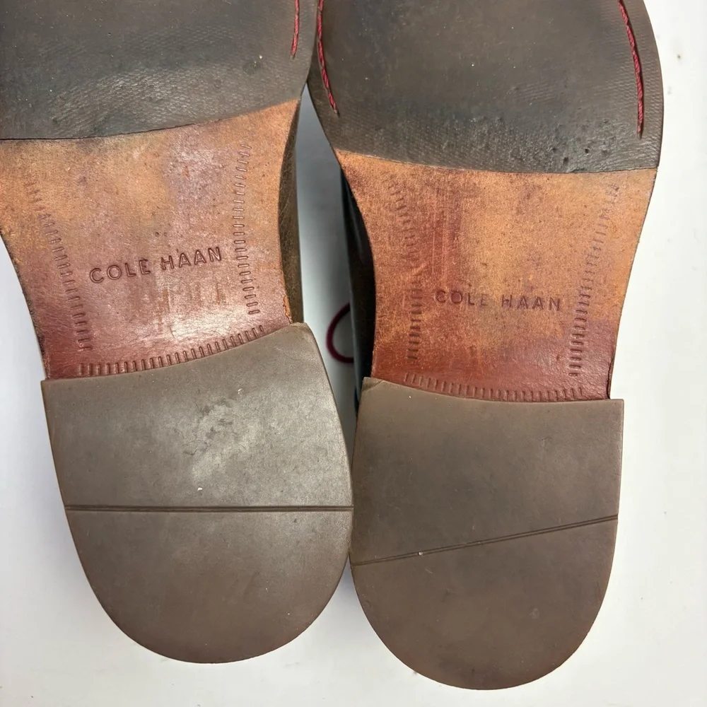 Cole Haan Williams Brown and Red Laces Derby Oxfords Distressed Leather 10.5 M